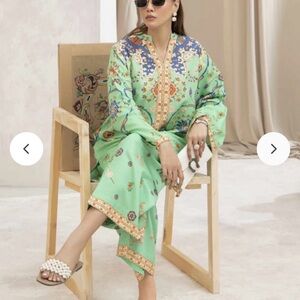 Pakistani Pistachio Green Floral 2 piece Co Ord set
